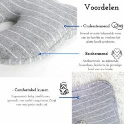 Instantcare Baby Hoofdkussen Orthopedisch - Plat Hoofd - Grijs - Zacht Traagschuim Vulling - Wasbaar -Baby's Only 550x550 135