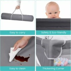 INSMA Grondbox - S Vierkant Speelbox - 90x90x68cm Playpen - Babybox - Kinderbox Voor Peuter En Kind - Grijs -Baby's Only 550x550 177