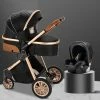Merkloos Hoobi - 3 In 1 Kinderwagen Luxe Kinderwagen - Buggy Wandelwagen - Multifunctioneel Opklapbaar Incl. Autostoel Zwart
