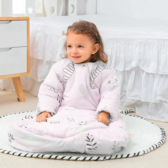 Deryan Baby Winterslaapzak Met Afritsbare Mouw 70cm - Roze - Leaves 3 Deryan Baby Winterslaapzak Met Afritsbare Mouw 70cm - Roze - Leaves - Afbeelding 3