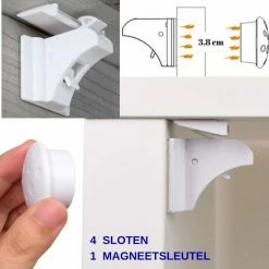 Gohh? Gohh 4 Magneetsloten (met 3M Tape) En 1 Sterke Magneetsleutel - Geen Schroeven Nodig