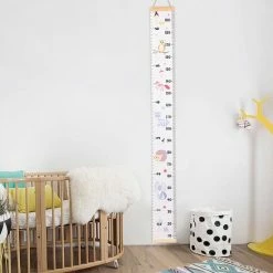 MINIIYOU Groeimeter Vosje Babykamer Kinderkamer - Canvas - Hout - 200x20 Cm - Decoratie Meetlint - Wanddecoratie