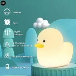 VESFY Eend Nachtlampje Kinderen Met Timer En Dimbaar Functie - USB Oplaadbaar - Nachtlampje Volwassenen - Tafellamp Slaapkamer - Led 13 VESFY Eend Nachtlampje Kinderen Met Timer En Dimbaar Functie - USB Oplaadbaar - Nachtlampje Volwassenen - Tafellamp Slaapkamer - Led -Baby's Only 550x550 416