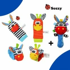 Merkloos Baby Rammelaar- Baby Rammelaar Sokjes En Rammelaar Armbanden- 5-delig Rammelaar Set- Baby Gift