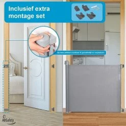 ADSafety - Oprolbaar Traphekje - Grijs - Veiligheid In Huis - Luxe Mesh - Veiligheidshekje Voor Baby - Kinderhekje - Hondenhek -Baby's Only 550x550 577