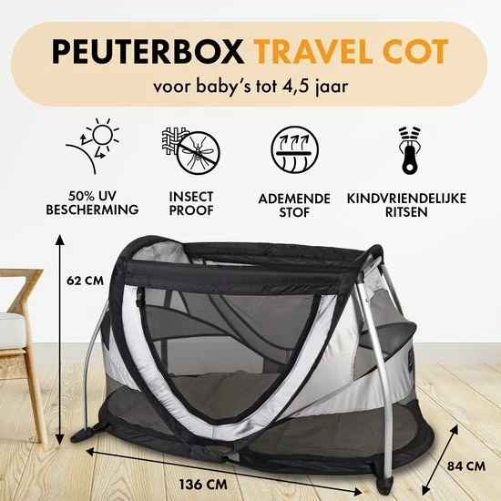 Deryan Peuterbox Campingbedje - Babybox - Silver 11 Deryan Peuterbox Campingbedje - Babybox - Silver - Afbeelding 11