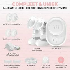 Vulpes Goods Vulpes BabyCare Borstkolf Kolfapparaat - Dubbele Elektrische Borstkolf Met Nachtlamp - Oplaadbare Accu - Draagbaar - BPA-Vrij - Incl. 60 Moedermelkbewaarzakjes - PRO Versie -Baby's Only 550x550 694