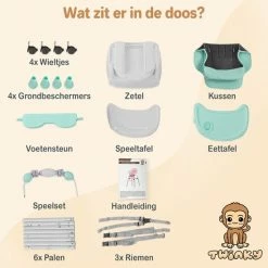 Twinky Kinderstoel 2-in-1 Kinderwagen Set Mint-Groen Inklapbare Eetstoel & Baby Wagentje En Babystoel Voor Aan Tafel Kinderzetel, Peuterstoeltje En Meegroeistoel In 1 -Baby's Only 550x550 824