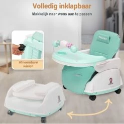 Twinky Kinderstoel 2-in-1 Kinderwagen Set Mint-Groen Inklapbare Eetstoel & Baby Wagentje En Babystoel Voor Aan Tafel Kinderzetel, Peuterstoeltje En Meegroeistoel In 1 -Baby's Only 550x550 828