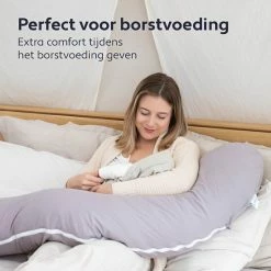 Litollo Zwangerschapskussen (J-vorm) - Zijslaapkussen - Voedingskussen - Lichaamskussen - Body Pillow - 145cm - Zachte Fleece Stof - Afneembare Hoes - Olijfgroen -Baby's Only 550x550 831