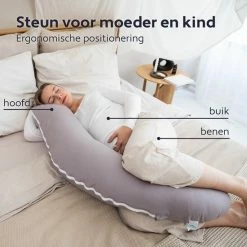 Litollo Zwangerschapskussen (J-vorm) - Zijslaapkussen - Voedingskussen - Lichaamskussen - Body Pillow - 145cm - Zachte Fleece Stof - Afneembare Hoes - Olijfgroen -Baby's Only 550x550 833