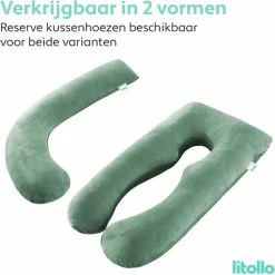 Litollo Zwangerschapskussen (J-vorm) - Zijslaapkussen - Voedingskussen - Lichaamskussen - Body Pillow - 145cm - Zachte Fleece Stof - Afneembare Hoes - Olijfgroen -Baby's Only 550x550 834