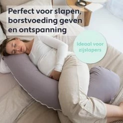 Litollo Zwangerschapskussen (J-vorm) - Zijslaapkussen - Voedingskussen - Lichaamskussen - Body Pillow - 145cm - Zachte Fleece Stof - Afneembare Hoes - Olijfgroen -Baby's Only 550x550 837