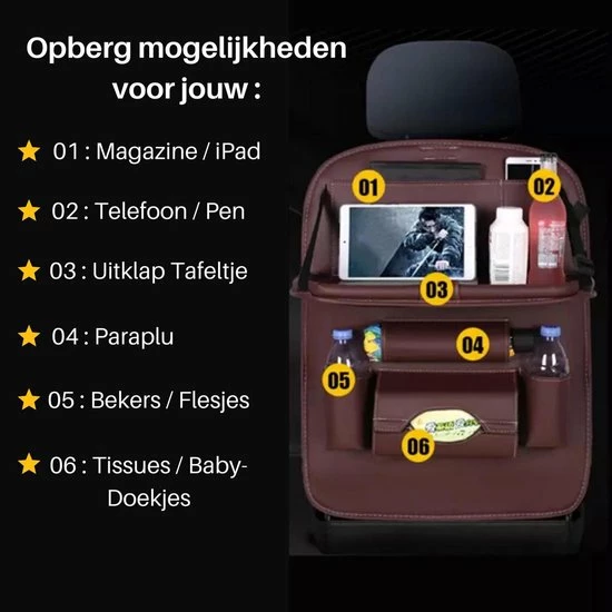 Merkloos PREMIUM Autostoel Organizer - Carseat Organiser - Auto Stoel Organizer - Tablet Houder - Auto Tafeltje - Auto Organizer - Beker Houder - Paraplu Houder - Tissue Doos Houder 10 Merkloos PREMIUM Autostoel Organizer - Carseat Organiser - Auto Stoel Organizer - Tablet Houder - Auto Tafeltje - Auto Organizer - Beker Houder - Paraplu Houder - Tissue Doos Houder - Afbeelding 10