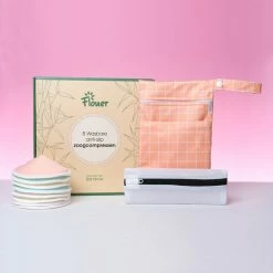 Flouer Antislip Wasbare Zoogcompressen - Extra Absorberend - Dag En Nacht - Inclusief Transporttasje En Waszakje - Borstcompressen Wasbaar -Baby's Only 550x550 984
