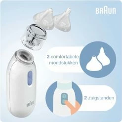 Braun Elektrische Neusreiniger BNA100EU + Reinigingsdoek - Aspirator - Snotzuiger Verkoude Baby - Snoetsenpoetsers - Neuspeer - Baby En Kind Neusreiniger - 2 Herbruikbare Opzetstukken - 2 Zuigstanden - Vaatwasserbestendig - Stressvrije Oplossing -Baby's Only 550x551 5