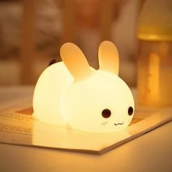 Merkloos Nachtlamp Konijn Voor Kinderen/babys - Dimbaar - Draadloos - Oplaadbaar - Kinderkamer - Babykamer - Tafellamp - Cadeau