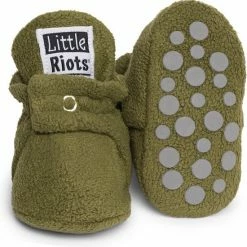Little Riots - Babyslofjes - Antislip - Fleece Stepper - Olijf Groen - Slofjes Voor Je Baby, Dreumes En Peuter Voor Jongens En Meisjes - 6-12 Maanden (11,5cm) - Schoenmaat 18-19