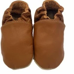 Drukkies Leren Baby Slofjes Bruin Maat M