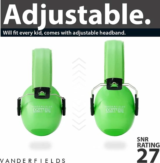 Vanderfields Gehoorbescherming Kind - Gehoorbeschermers Oorkappen Kinderen - 27dB - 3-16 Jaar - Groen - V-Zilla 6 Vanderfields Gehoorbescherming Kind - Gehoorbeschermers Oorkappen Kinderen - 27dB - 3-16 Jaar - Groen - V-Zilla - Afbeelding 6