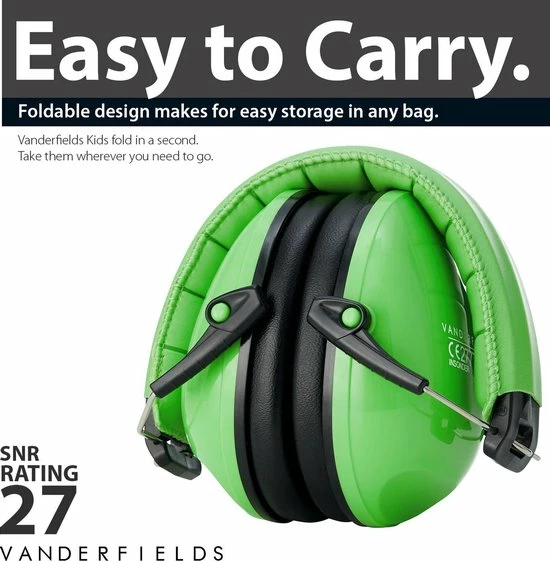 Vanderfields Gehoorbescherming Kind - Gehoorbeschermers Oorkappen Kinderen - 27dB - 3-16 Jaar - Groen - V-Zilla 3 Vanderfields Gehoorbescherming Kind - Gehoorbeschermers Oorkappen Kinderen - 27dB - 3-16 Jaar - Groen - V-Zilla - Afbeelding 3
