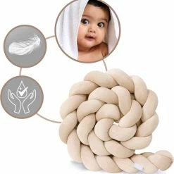 Trend24 Bedbumper - Bedomrander - Bedbumper Ledikant - Bedbumper Gevlochten - Boxomrander - Babykamer Accessoires - 3 Meter - Katoen - Beige -Baby's Only 550x569 3