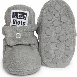Little Riots - Babyslofjes - Antislip - Fleece Stepper - Grijs - Slofjes Voor Je Baby, Dreumes En Peuter Voor Jongens En Meisjes - 18-24 Maanden (14cm) - Schoenmaat 22-23