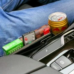 Elite Elements Auto Organizer Bestuurder En Bijrijder - Autostoel Organizer Opbergdoos Met Bekerhouder - Opbergen Auto Accessoires - Auto Accessories - Smartphone Mobiele Telefoon Houder Tablet Nintendo Switch - Zwart -Baby's Only 550x571