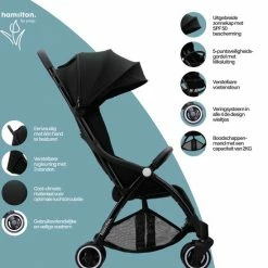 Hamilton By Yoop X1 Plus Buggy Nieuw, Hoger, Uitgebreider 2022 Model Premium Stroller Met One Hand Folding Technologie Zwart Lichte, Verstelbare En Wendbare Kinderwagen Met Vele Gemakken -Baby's Only 550x574 4