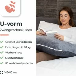 Rustige Nacht Zwangerschapskussen XXL - Zijslaapkussen - Body Pillow - Lichaamskussen - Extra Stevige Vulling - Luxe Fleece -Baby's Only 550x578 2
