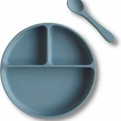 Kids Cultures | Baby Bord Met Zuignap Incl. Lepel | Kinderbord | Baby Bord | Kinderservies | Blauw