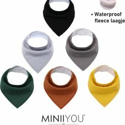 MINIIYOU 6 Stuks Bandana Slabbetjes Met Fleece Laag - Bruin Geel Grijs