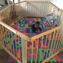 Ladanas INKLAPBARE Grondbox - Baby Boxen - Playpen Baby Omtrek 7,2m - ONGELAKT Grenenhout - Kinderbox Modulair (8-delig) -Baby's Only 550x625 4