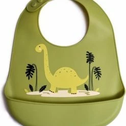 Telano Slabbetje Met Opvangbakje Dino - Siliconen Slabber Baby Peuter - Verstelbaar En Waterproof - Kraamcadeau - Dinosaurus