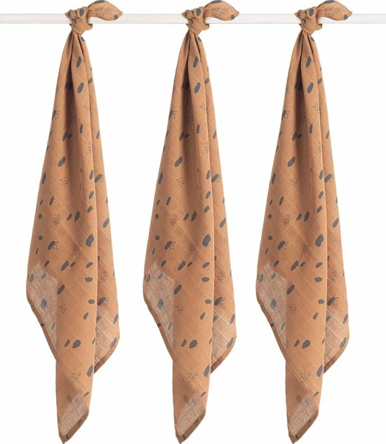 Jollein Hydrofiel Multidoek Spot 70x70cm - Caramel - 3 Stuks 1 Jollein Hydrofiel Multidoek Spot 70x70cm - Caramel - 3 Stuks