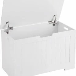 VASAGLE Speelgoedkist, Kistje, Bank, Opbergkist Met Grote Capaciteit, Wit, Hout, 76 X 48 X 40 Cm (b X H X D)