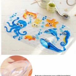 VinkToys® Badmatje - Antislip - Kinder Antislip Mat Bad / Douche - Voor Kinderen En Baby's - Mat Voor In Bad - Mat Voor In Douche - Douchemat Met Zuignappen - 69 X 39 Cm - Zeedieren -Baby's Only 550x672 2