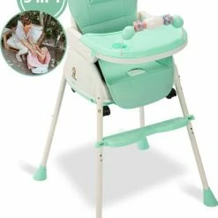 Twinky Kinderstoel 2-in-1 Kinderwagen Set Mint-Groen Inklapbare Eetstoel & Baby Wagentje En Babystoel Voor Aan Tafel Kinderzetel, Peuterstoeltje En Meegroeistoel In 1