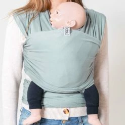 ByKay - Draagdoek - Stretchy Wrap Deluxe - Minty Grey - Organic Cotton -Baby's Only 550x694 2