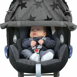 Dooky® Dooky Universal Cover Zonnescherm Kinderwagen - Grey Stars -Baby's Only 550x694