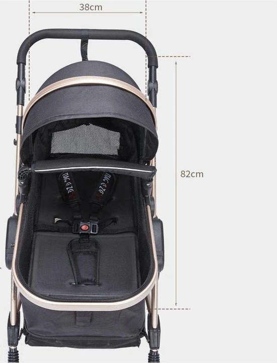 Hoobi? Hoobi Luxe Kinderwagen 3 In 1 - Buggy - Kinderwagen Met Stoel En Wieg Wandelwagen - Hoge Kwaliteit Zwart 8 Hoobi? Hoobi Luxe Kinderwagen 3 In 1 - Buggy - Kinderwagen Met Stoel En Wieg Wandelwagen - Hoge Kwaliteit Zwart - Afbeelding 8
