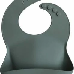 Mushie Siliconen Baby Slabbetje Met Opvangbakje |Cambridge Blue | BPA Ftalaatvrij| Afwasbaar -Baby's Only 550x734 1