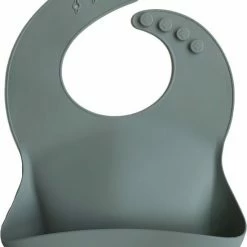 Mushie Siliconen Baby Slabbetje Met Opvangbakje |Cambridge Blue | BPA Ftalaatvrij| Afwasbaar