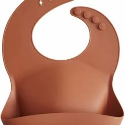 Mushie Siliconen Baby Slabbetje Met Opvangbakje |Cambridge Blue | BPA Ftalaatvrij| Afwasbaar -Baby's Only 550x737