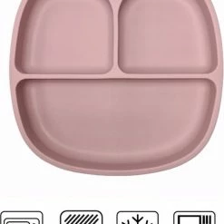 Merkloos Baby - Baby Bordjes - Kinderservies - Kinderbord - Met Zuignap - Onbreekbaar - 19x19 - Pale Rose