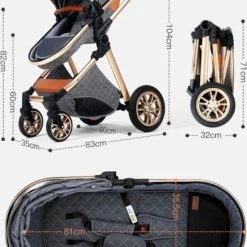 Merkloos Hoobi - 3 In 1 Kinderwagen Luxe Kinderwagen - Buggy Wandelwagen - Multifunctioneel Opklapbaar Incl. Autostoel Zwart -Baby's Only 550x752