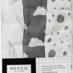 Meyco Clouds/Dots/Feathers Hydrofiele Doeken - 3-pack - Grey - 70x70cm -Baby's Only 550x757 7