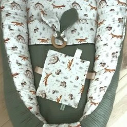 Leutje Grut Babynestje Groen/ Bosdiertjes Incl Accessoires